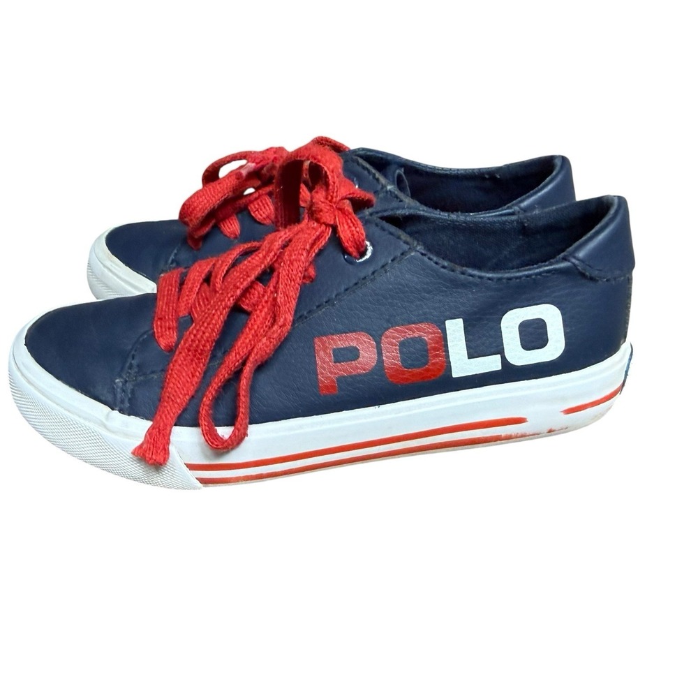 Polo Ralph Lauren Youth Sneakers Navy Red Size 12 Kids Casual Shoes